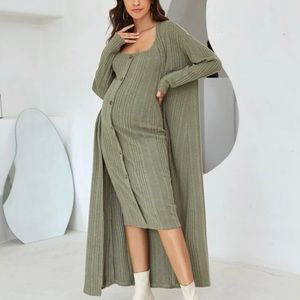 Maternity Bodycon Dress with Open Front Sweater